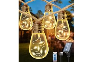 LITOHOM Solar Festoon Lights Outdoor,9.6M/31.5FT S14 Solar String Lights Outdoor,USB Powered,20 Shatterproof Bulbs,IP65 Waterproof,Personalized 8 Modes,Remote for Patio Balcony Backyard Party Decor