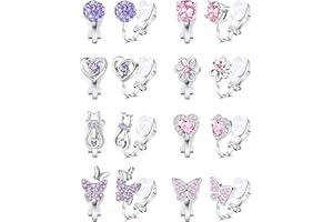 CASSIECA 8 Paia Orecchini a Clip per Bambina Carino Animali Zampe di Gatto Stella Farfalla Fiore Zirconi Orecchini Bambina Anallergici Gioielli Principessa Orecchini Ragazza Regalo Orecchini