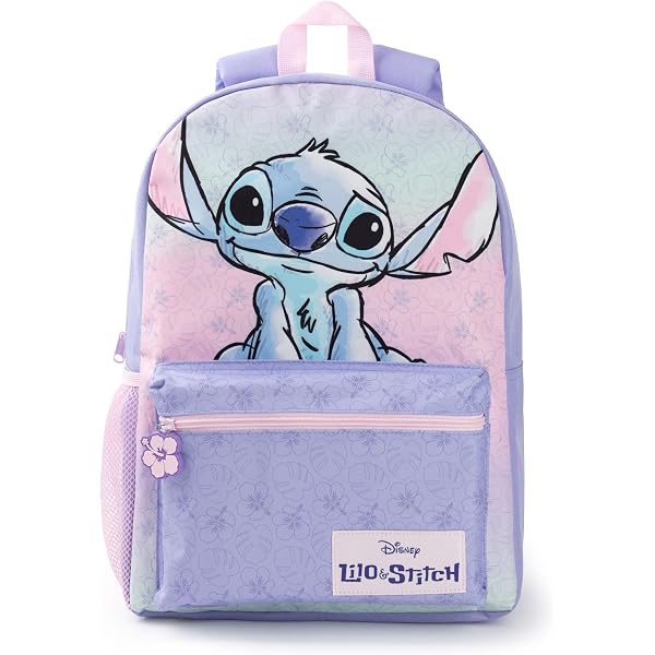 CERDÁ LIFE'S LITTLE MOMENTS Trousse à Crayons Stitch à 3 Compartiments - Lilas - 12,5 x 6,5 x 19,5 cm - Fermeture à glissière - Accessoires Inclus - Produit Original conçu en Espagne
