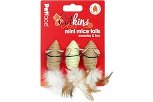 Petface (Catkin's by Petface) Mini Mice Tails Cat Toy, Sisal Mice with Natural Catnip, 3-Piece
