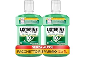 LISTERINE Denti e Gengive Gusto Delicato, Collutorio 0% alcol al gusto di Menta Fresca, Collutorio senza alcool con 10 benefici in 1, Confezione da 2 x 1L – Esclusiva Amazon