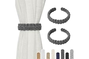 Pretty Jolly Vorhang Raffhalter aus natürlichem Baumwollseil, eleganter, dekorativer Vorhang-Raffhalter im Boho-Stil, weiche, handgewebte Seil-Vorhanghalter für Zuhause und Büro, B-Hellgrau, 2 Stück