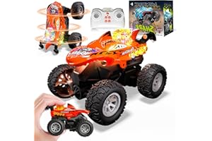 Mini Monstertruck Ferngesteuert, Hai Monster Truck mit Metallgehäuse & Licht, 2.4GHZ Ferngesteuerter Monstertruck mit 360°Drehung, USB-Type-C-Aufladung, 1/64 Ferngesteuertes Auto ab 3 4 5 6 7 8 Jahre
