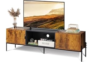 WLIVE Moderno supporto TV per TV da 65 pollici, centro di entainment Center con archiviazione, console TV con apertura aperta e 2 cabinet per camera da letto e soggiorno, TV cabinet con gambe in