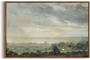 InSimSea Gerahmte Leinwand-Wandkunst, Vintage-Dekor, Heimdekoration, Wildfeld unter klarem Himmel, Landschaftsgemälde, moderne Bauernhaus-Dekoration, Cottagecore, Schlafzimmer, Küche, Badezimmer,