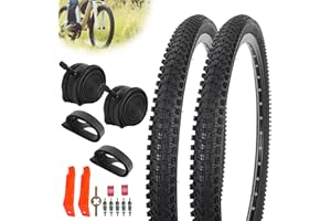 JIAYAN Pneus de vélo de rechange pliables de 61/66 x 4,95 cm avec leviers de pneu et doublures de pneus, pneu de VTT 61/66 cm et chambre à air pour VTT tout-terrain