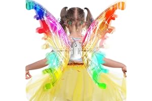 YushengTai Ailes de Fée Enfant Électriques, Ailes Papillon avec Lumières LED & Musique pour Filles et Femmes, Ailes de Fée Adulte pour Deguisement Fee Fille, Costumes de Carnaval Fée Clochette Cosplay