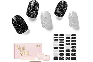 NAILOG Semi Cured Gel Nail Strips, 34 pcs Salon-Quality Gel Nail Stickers, Long Lasting Nail Wraps for Women with Soft Gel Finish, Star Walk