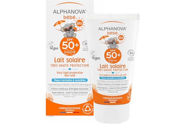 ALPHANOVA Crème solaire bébé SPF50+ - Naturelle et Certifiée Bio - 50g