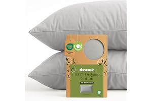 Dreamzie - 100% Ekologisk Bomull - Örngott 40x60 cm Ekologisk Bomull - Set med 2 - Grå - Rektangulärt Örngott med Dragkedja
