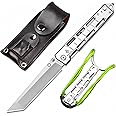 Stainless Steel Folding Multifunctional Cutting Tool with Glass Crusher and Pocket Clip for Camping and Hiking & Portable Sheath