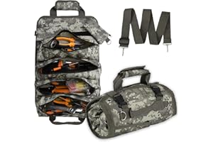 LOVEHAI Tool Organizer Bag, Foldable Roll Up Heavy Duty Bag Organizer, with 2 Detachable Pouches, Mechanic Carrying Toolbag, Gifts for Dad Men Birthday Father Day