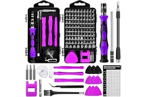 Zeawavsl Jeu De Tournevis De PréCision 122 En 1 (Avec Petite Brosse) – Kit D'Outils De RéParation De TéLéPhone Portable Pour Smartphones, Tablettes, Ordinateurs Portables, Lunettes (Purple)