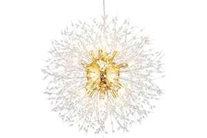 CAI-HAI Lampadario di cristallo moderno, lampadario pirotecnico di tarassaco, lampadario decorativo per soggiorno, sala da pranzo, camera da letto, cucina (D'oro, 16)