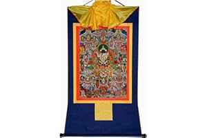 Gandhanra Thangka Tibetische Wandbehang,42 Friedliche Gottheiten des Bardo Thodol (Tibetanisches Totenbuch),Heißgeprägter Buddha Wandteppich für Zen Wohnkultur, Meditation, Spirituelle Entspannung