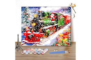MEIYUDA Christmas Paint by Numbers for Adult Santa Claus, Christmas DIY Canvas Oil Painting Kit for Beginner, Drawing Paintwork for Home Wall Decor 50x40cm(Without Frame)