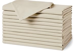 Amazon Basics Reusable Stain and Wrinkle Resistant Cloth Napkins, 12 Pack, 17 x 17 inches, Beige