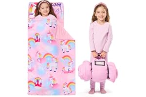 Joiedomi 139×51 cm Kids Sleeping Bag with Pillow& Blanket - Roll Up Nap Mat for Toddlers Preschool- Soft Kids Sleeping Mat - for Boys Girls Kindergarten Daycare Ages 3-7 Years