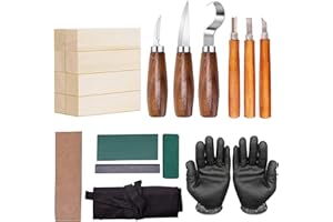 Daffi Woodworking Tools Set 20PCS Wood Whittling Kit for DIY Lovers Beginners, Including Basswood Blocks,Storage Bag