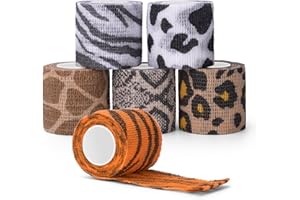 ATOMUS 6pcs Self Adhesive Bandage 5cm Cohesive Bandage Tape Wrap for Tattoo Grip Bandage Machine Pen Pet Vet First Aid Sports Wrist and Ankle
