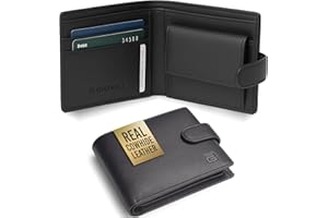 GIOVICI Wallet for Men Leather, RFID Blocking Handcrafted Soft Leather Bifold Wallet, 8 Card Slots, Zip Compartment Plus Coin Pocket, UK Design with Gift Box (Black Soft Leather)