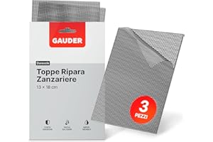 GAUDER Toppe di Riparazione per Zanzariere - Kit Insetti Autoadesive in Fibra di Vetro - Nastro Ripara Zanzariere per Finestra, Porta, Veranda (3 Toppe - 130 x 180 mm)