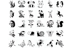COSFAN Plantillas de pintura de animales de 30 piezas, plantilla de dibujo de PET reutilizable y lavable, plantilla de pintura de animales para bricolaje