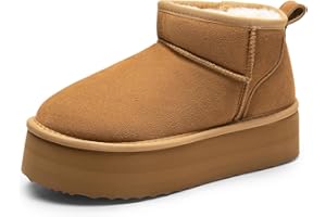 DREAM PAIRS FuzzyClassic Mini Stivale con Piattaforma Stivali da Neve Invernali Donna Stivali con Durevole Caldo Neve Stivale da Donna