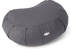 Lotuscrafts Cojin Zafu Meditación Media Luna SIDDHA - Altura 15 cm - Relleno de Espelta - Cubierta en Algodon Lavable- Cojin Suelo - Cojin Yoga Media Luna - Meditation Cushion - Certificado Gots