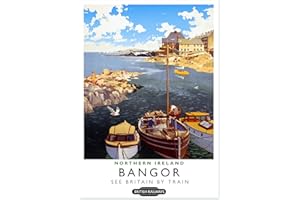 ANIMATO Bangor, Northern Ireland Print, British Railways Poster, Vintage UK Wall Art, Framed Retro Decor, Gift Idea, Archival Matte, A2 (Print Only) - 59.4x42cm