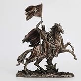 Veronese Design 14 3/4 İn&ccedil; Orta&ccedil;ağ &Ccedil;ağ Ha&ccedil;lı Seferleri Tapınak Ş&ouml;valyesi At Holding Bayrak Antik Bronz Renk