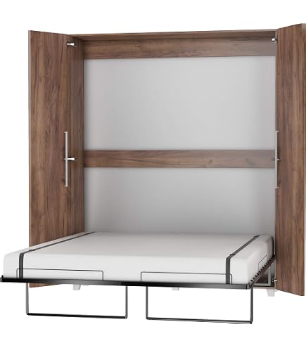 Lit Armoire Lenart 160x200cm - Lit Pliant Vertical, Sommier à Lattes, Chêne Artisanal, Murphy Bed
