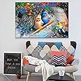 Lord Krishna art paintings wall for bedroom radha krishna photo frame painting Colorful Radha with Flute Wall frames canvas 70x100cm Frameless