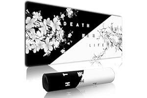 ENONJOY Black And White Cherry Blossom large Mouse Mat Gaming,Mouse Mat Large Mouse Pad Gaming, 31.5x11.8in Keyboard Mousemat Desk Mat With 3mm Non-Slip Base,Mousepad For Gaming Office Work