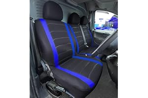 BAAZ Van Seat Covers, Universal Fit Most Trucks Vans Lorry Front Seat Covers, Single & Double Car Seat Covers for Single Driver and Double Passenger Seat 2+1 seat Covers, 3D Stripe Print, (NewBlack & Blue)