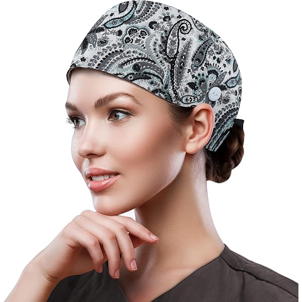 YAUOLIVE Bouffant Scrub Caps - 100% Cotton One-Size Hat For Medical & Food Service - Multi Color 2202 - View #5