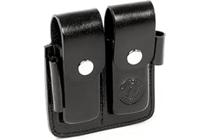 LEDERTAFF Étui en Cuir pour Leatherman et Autres multitools, Port au Ceinture, Rangement pour kit de Bits, rallonge et Lampe de Poche, Brun/Noir, Petite Taille pour Wave, Grande pour Mut