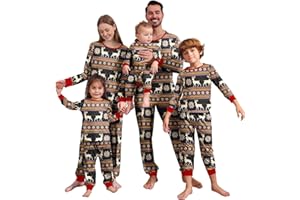 MoneRffi Pijamas Navidad Familia,Pijama Familiar a Juego,Pijamas Natal Familiar,Pijamas Navideños para Mujere Hombre Niños Bebé