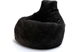 ‎GREEN BEAN Green Bean® Sitzsack mit Rückenlehne 80x80x90cm - Gaming Chair mit 230L Füllung Cordstoff - Bean Bag Bodenkissen Lounge Sitzhocker Relax-Sessel Gamer Gamingstuhl Schwarz