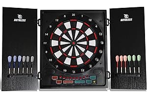 Ruthless - Cible de fléchettes électronique Ruthless R500 dans armoire – Pointe souple – Comprend 4 jeux de fléchettes – 8 joueurs-27 jeux