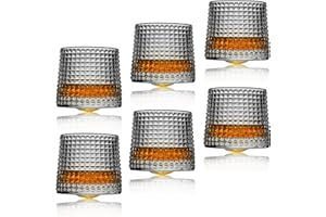 Earnmore Confezione da 6 bicchieri da whisky girevoli a decompressione Old Fashioned Whisky Glasses-Bar Whisky Glasses –Style Glassware for Bourbon–Bicchieri per Scotch–Bicchieri da rum，160ml