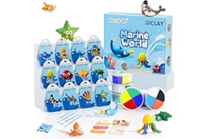 AESTD-ST Air Dry Clay Kit - Ocean Theme, Modeling Clay for Kids, DIY Model Magic Clay with Sculpting Tools and Tutorials, 12 Boxes Molding Clay, Ultra Light, Soft & Non-Sticky, Arts and Crafts Gift for Kids