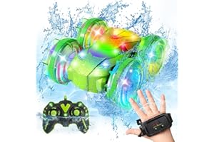 CGSGDK Coche Teledirigido para Niños Anfibio, barcos de control remoto de 2,4 GHz impermeables, 4WD 360 ° Roating All Terrain Stunt Juguete para niños de 8 9 10 11 12 años,Navidad, 360° Giratorio 180° Flip