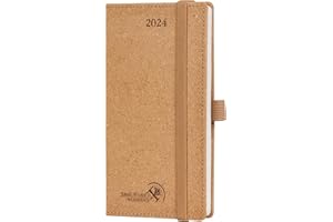POPRUN Agenda 2024 de poche 16,5 x 9 cm (janv.2024-déc.2024) - petit semainier 2024 avec papier 80 GSM - Fabriqué de matériaux 100% renouvelables et respectueux de l'environnement - Désert