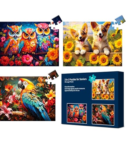 Qingdewan 4 confezioni da 36 puzzle grandi per anziani con demenza, prodotti Alzheimer, attività, puzzle Alzheimer, giochi cognitivi per adulti