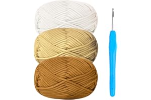 RENYIZ Pelote de laine épaisse pour crochet, 3 x 50 g, fil amigurumi pour débutants avec crochet de 4 mm, kit de démarrage facile à crochet (kaki)