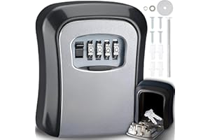 ‎RETOO Retoo Sejf na klucze z kodem numerycznym, skrzynka na klucze, do montażu na ścianie, na klucze lub małe wartościowe przedmioty, z 4-cyfrowym kodem, kolor szary