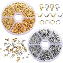 100 Fermoirs Homard + 200 Anneaux Saut | Or Et Argent 7x12mm - DIY Bijoux Bracelets Colliers