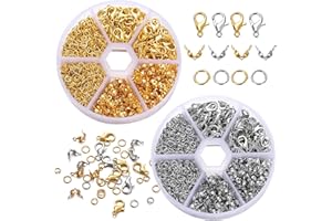 BIKASUN Pince de Homard Fermoir d'Anneaux de Saut Ouverts, Fermoirs de Collier, pour DIY Bracelets, Or Argent, Fermoirs Homard Bracelet Anneaux Ouverts Métal Fermoirs de Bracelets Connecteur Anneaux