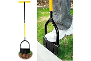 DEUSON Rasenkantenstecher,106 cm,Rostfrei Kantenstecher Rasen mit T-Griff,Scharfer Sägezahn Halbmond Rasenschäler,Langstieliges Rasenkantenschneider für Gehwege,Beete,Gartenkanten Hof(schwarz)